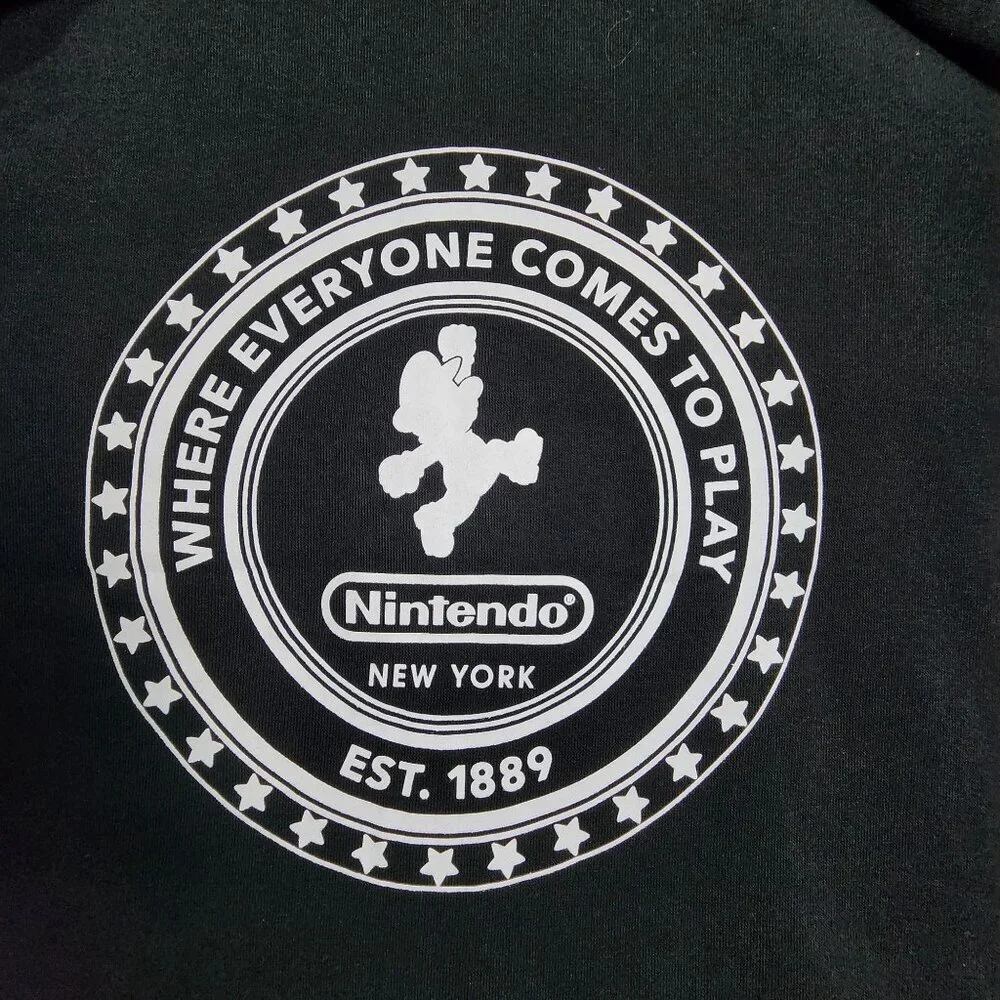 Nintendo New York 1889 Mario Coin OFFICIAL Hooded Sweatshirt Black, Medium - Picture 3 of 10